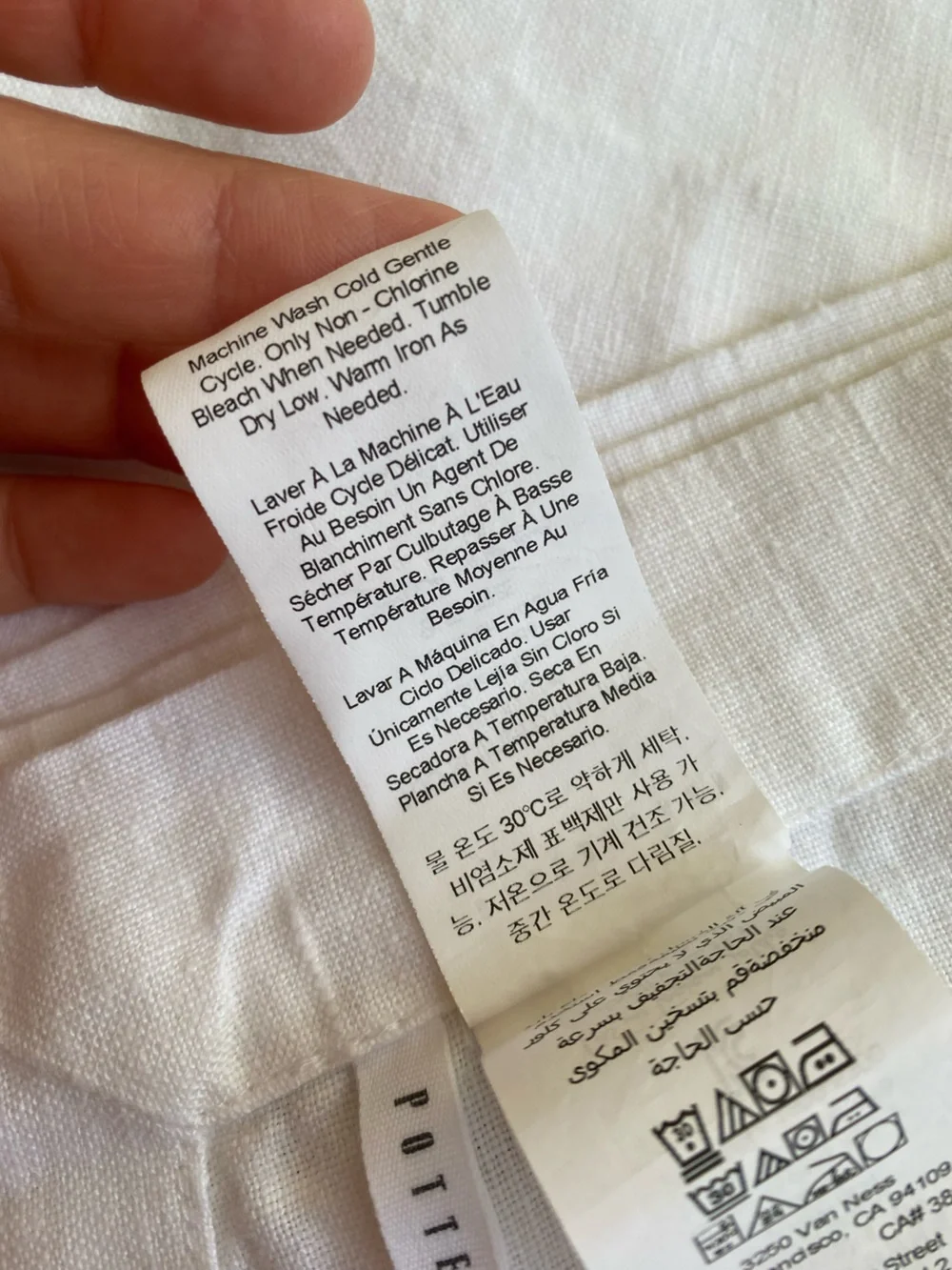 Pottery Barn White 100% Linen Dinner Napkins - Set of 8